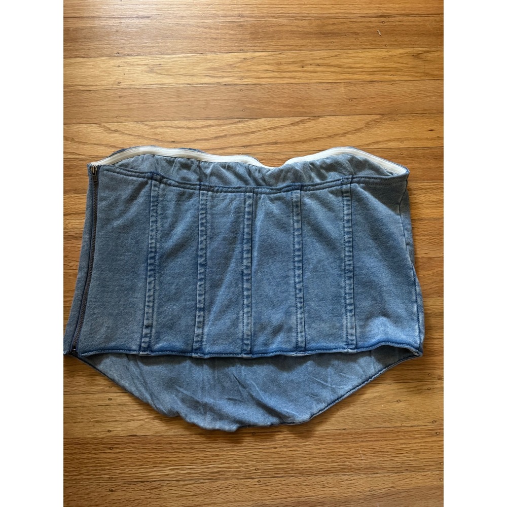 NWOT Good American Denim Corset Top Women 3XL Strapless Side Zip GS0451 - Picture 2 of 8